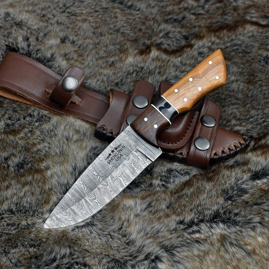 Field Dressing Knives - Sculptor Camp Knife with Exotic Olive Wood Handle - Shokunin USA
