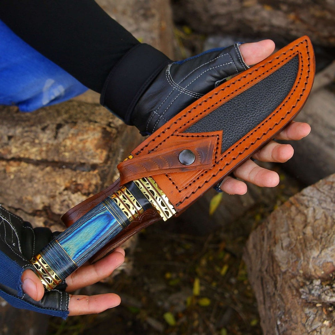 quality damascus knives - Shadowblade Damascus Steel Bowie Knife with Pakkawood Handle &amp; Sheath - Shokunin USA