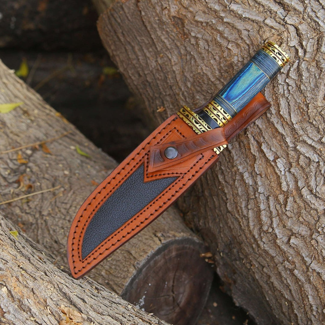 custom knives - Shadowblade Damascus Steel Bowie Knife with Pakkawood Handle &amp; Sheath - Shokunin USA