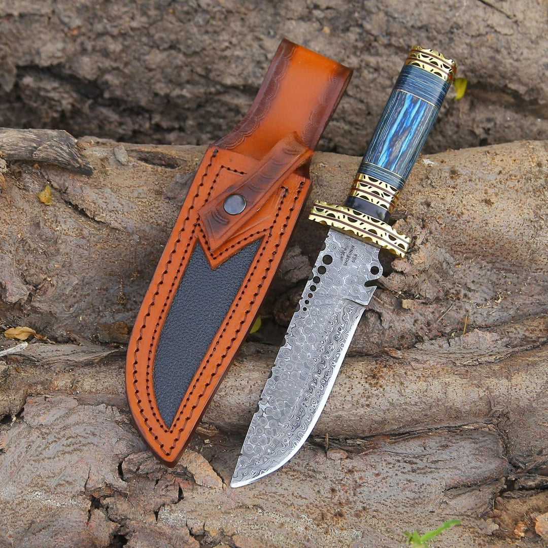 quality bowie knife - Shadowblade Damascus Steel Bowie Knife with Pakkawood Handle & Sheath - Shokunin USA