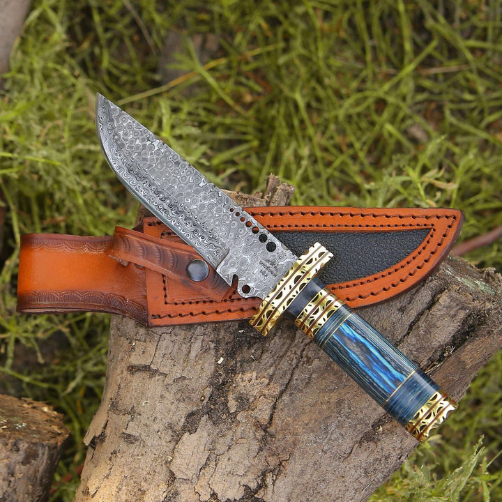 premium damascus knife - Shadowblade Damascus Steel Bowie Knife with Pakkawood Handle &amp; Sheath - Shokunin USA