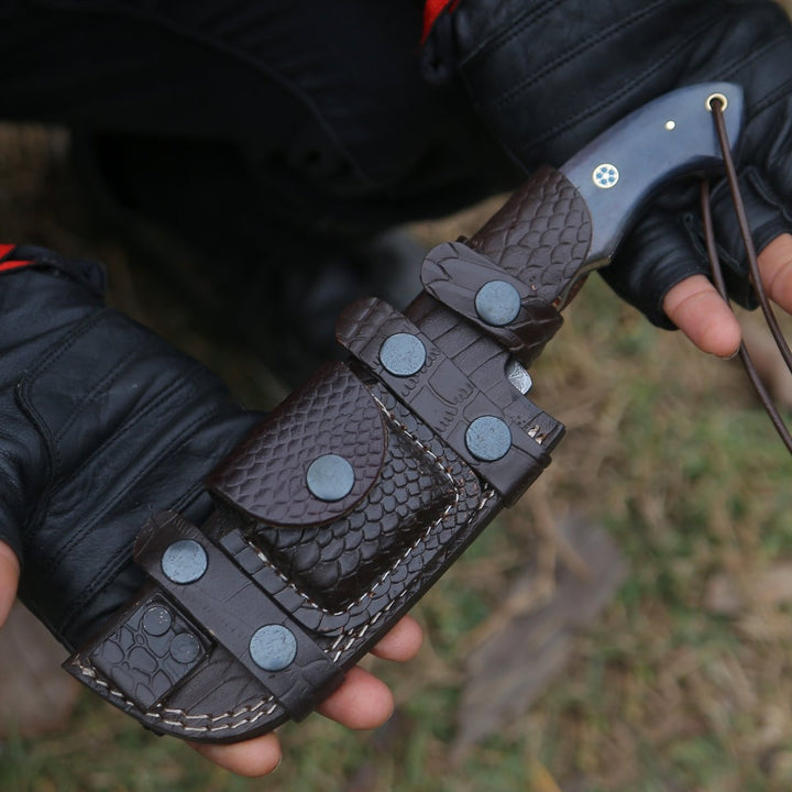 ShadowRidge Premium leather - ShadowRidge Damascus Steel Premium Tracker Knife - Shokunin USA