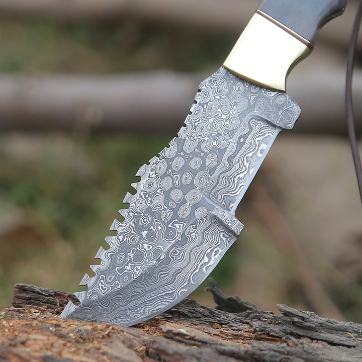 ShadowRidge Steel leather - ShadowRidge Damascus Steel Premium Tracker Knife - Shokunin USA