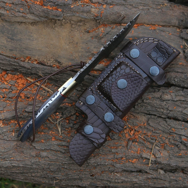ShadowRidge Damascus leather - ShadowRidge Damascus Steel Premium Tracker Knife - Shokunin USA