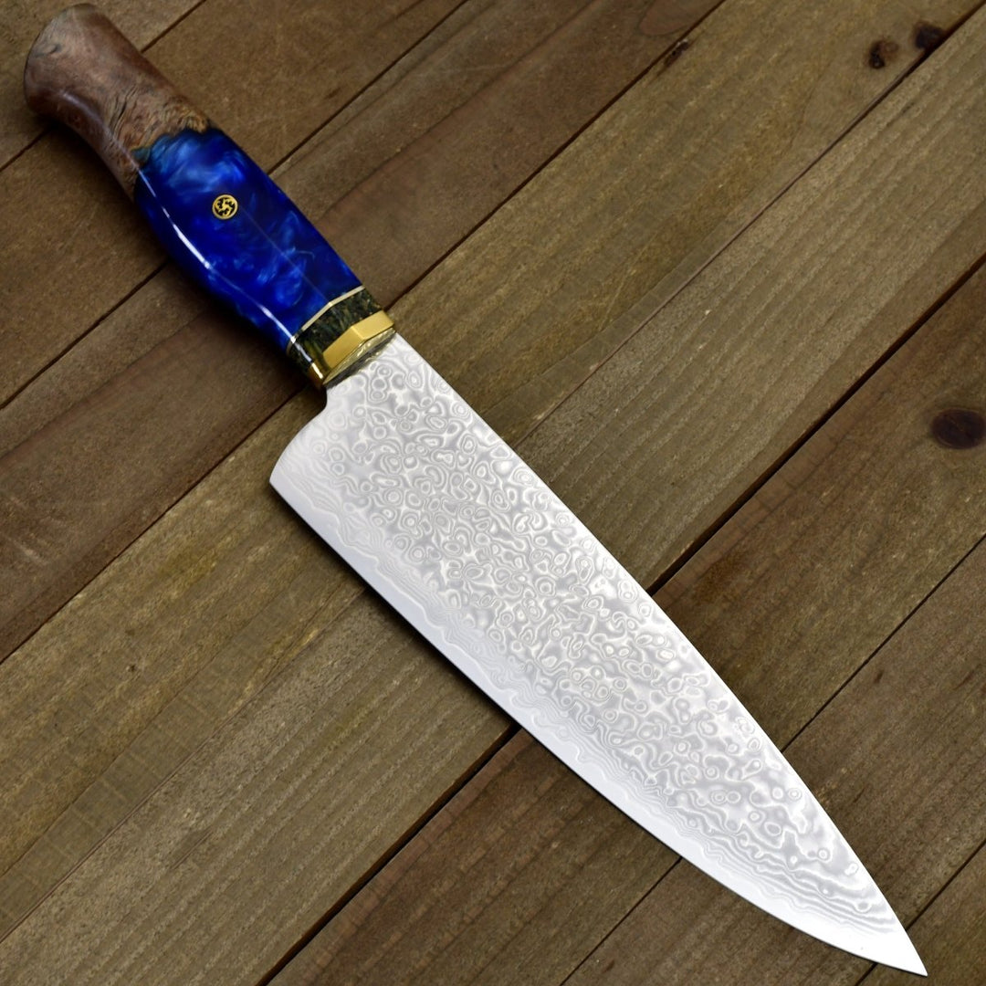 Shinobi Chef knives - Shinobi VG10 Damascus Chef Knife 8" with Exotic Olive Wood Handle - Shokunin USA