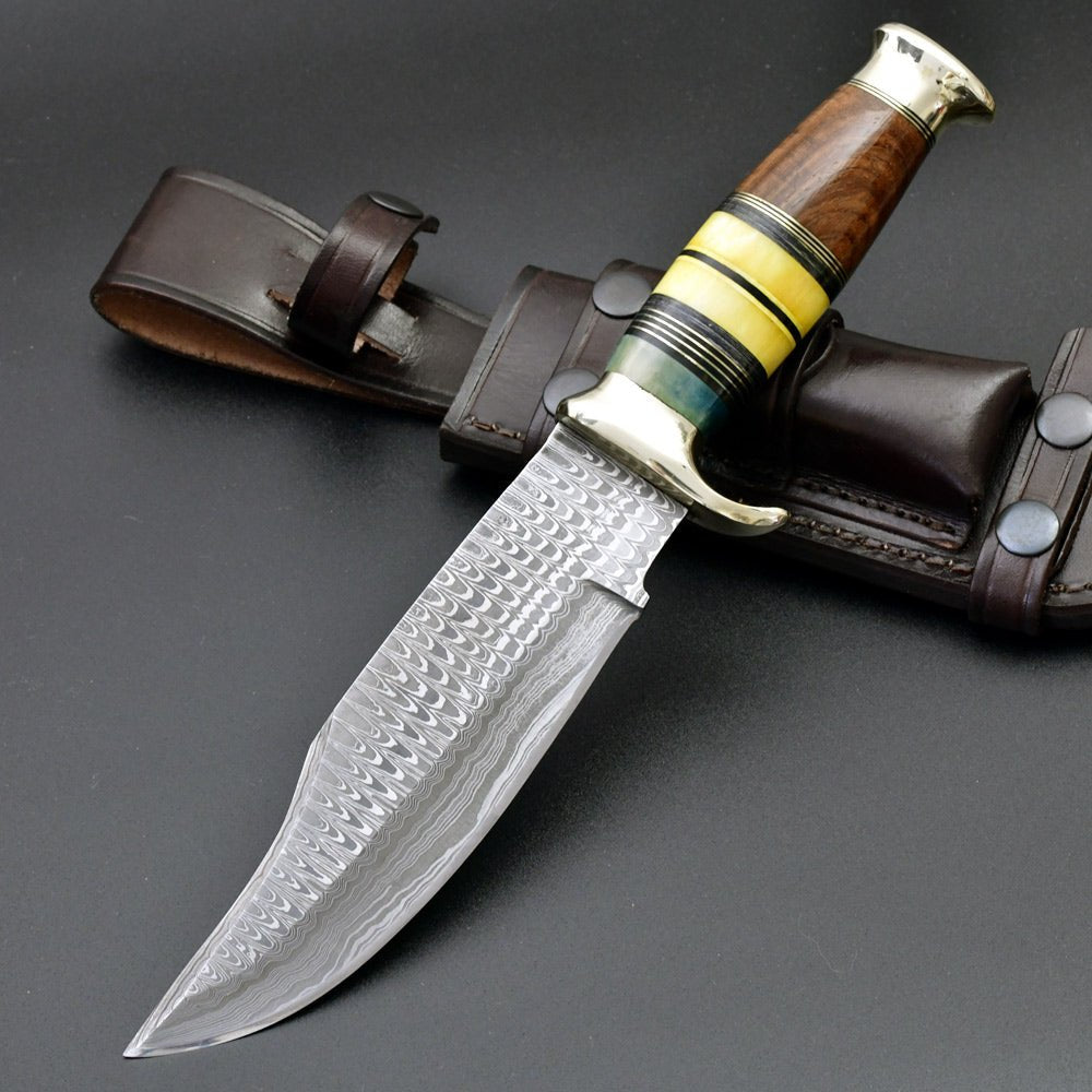 knife steel - Skywalker Custom Hunting Knife with Bone &amp; Wood Composite Handle - Shokunin USA
