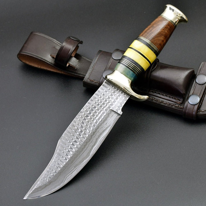 knife steel - Skywalker Custom Hunting Knife with Bone &amp; Wood Composite Handle - Shokunin USA