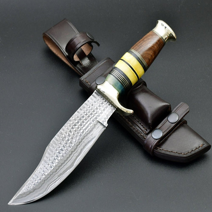 deer handle knife - Skywalker Custom Hunting Knife with Bone &amp; Wood Composite Handle - Shokunin USA