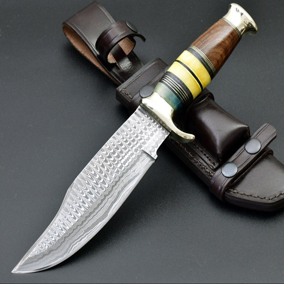 Skywalker Custom Hunting Knife with Bone &amp; Wood Composite Handle
