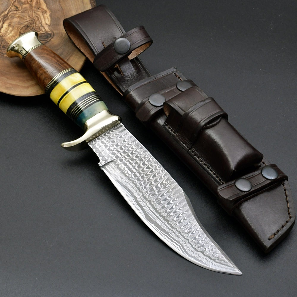 Skywalker Custom Hunting Knife with Bone &amp; Wood Composite Handle