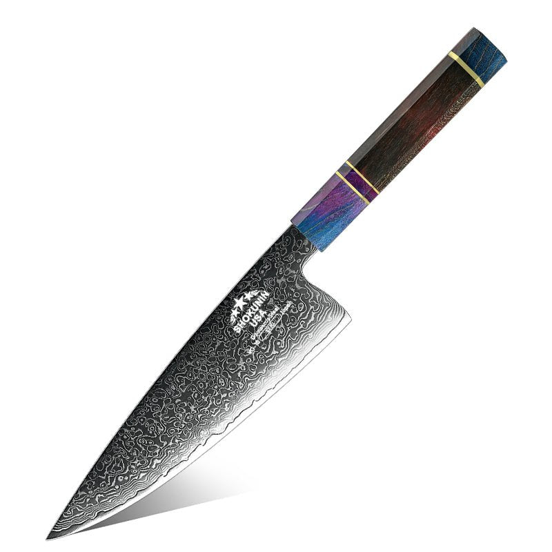 Solstice Chef Knife – Solstice Japanese Damascus Chef Knife with Exotic Maple Burl Wood Handle – shokuninusa