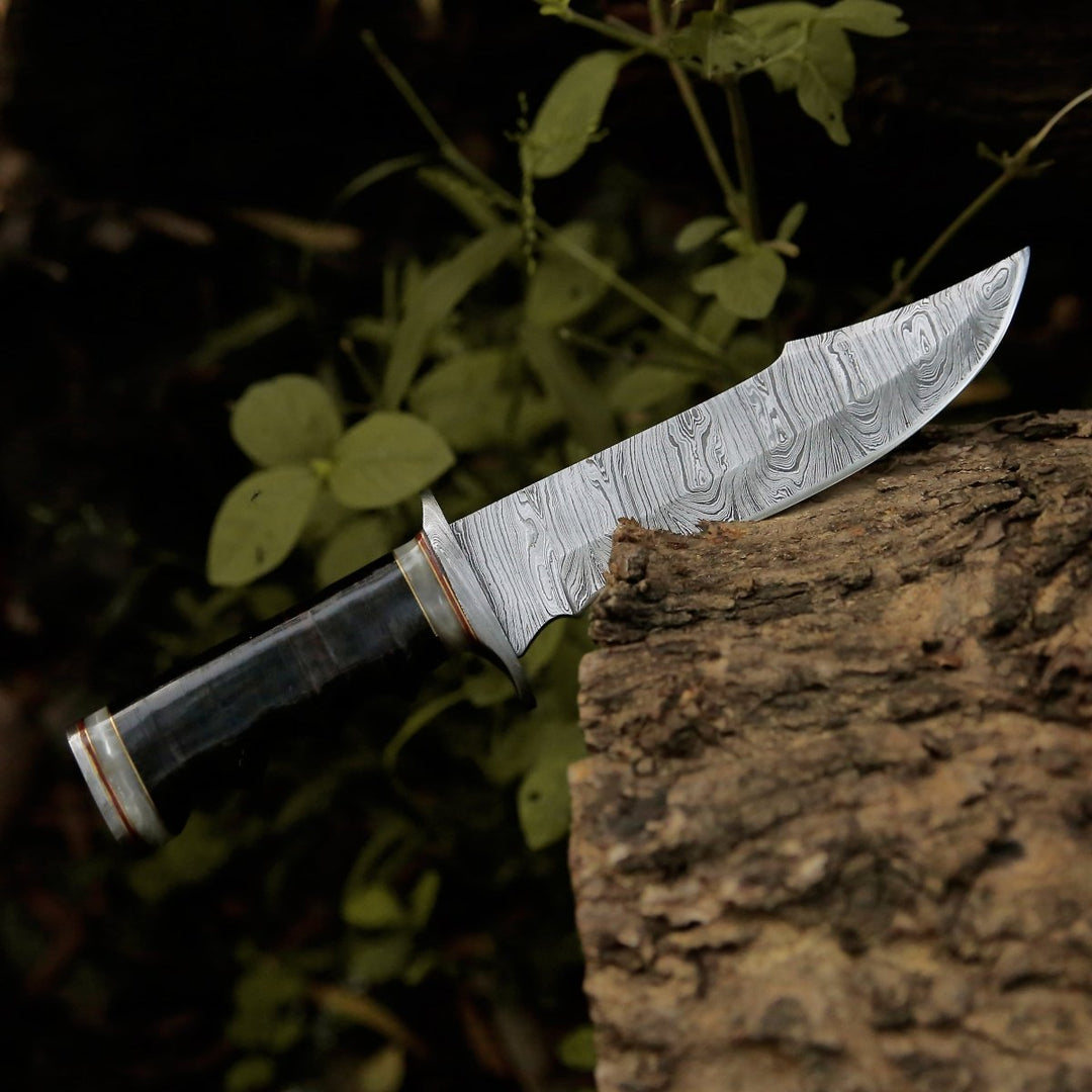 Soul Sniper Leather - Soul Sniper Bowie Knife with Mother of Pearl &amp; Stacked Leather Handle - Shokunin USA