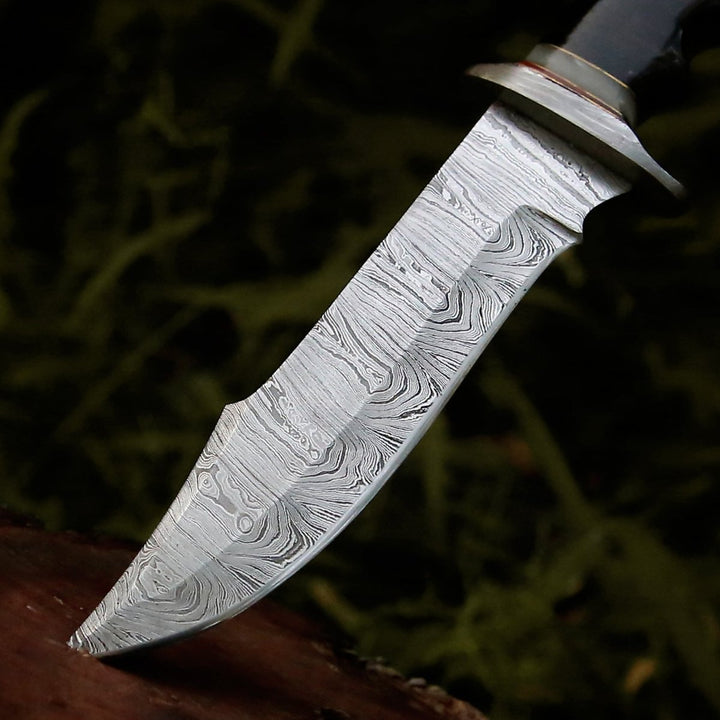 Soul Bowie Leather - Soul Sniper Bowie Knife with Mother of Pearl &amp; Stacked Leather Handle - Shokunin USA