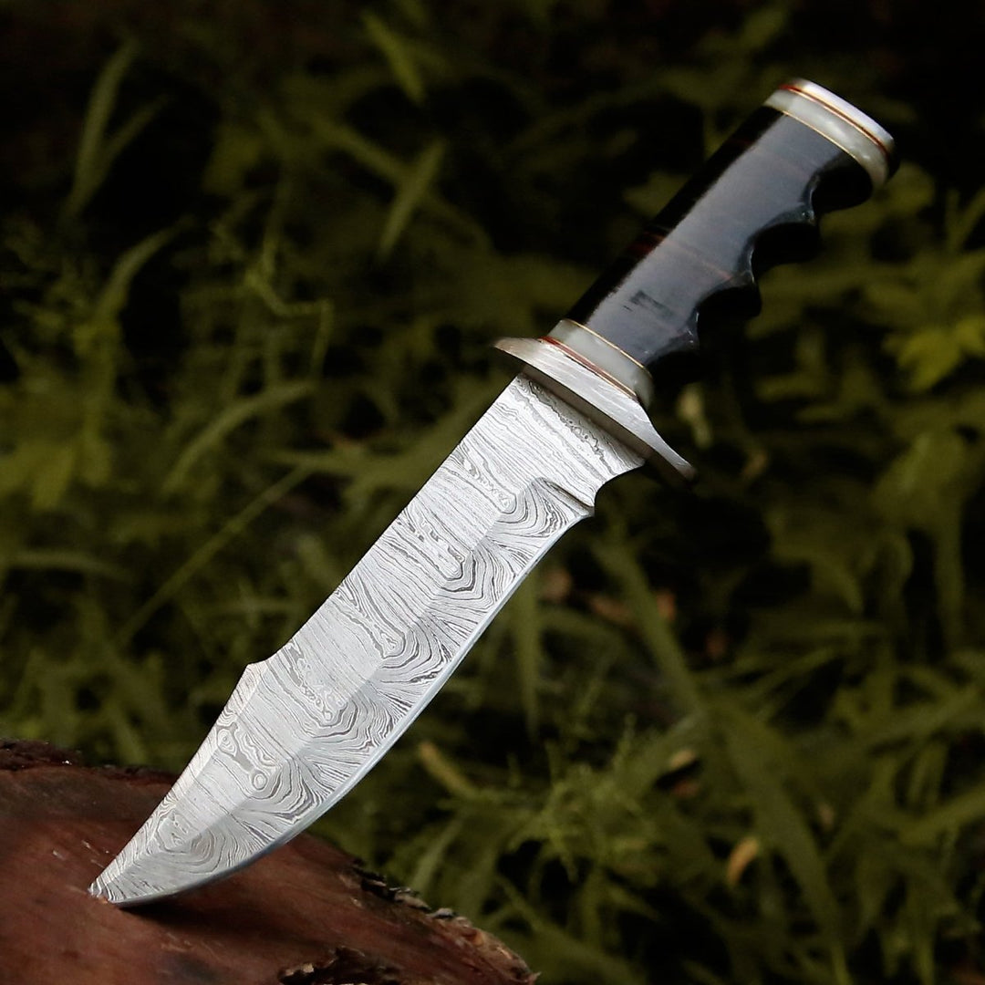 Soul Sniper knives - Soul Sniper Bowie Knife with Mother of Pearl &amp; Stacked Leather Handle - Shokunin USA