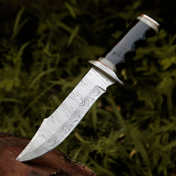 Soul Sniper knives - Soul Sniper Bowie Knife with Mother of Pearl &amp; Stacked Leather Handle - Shokunin USA