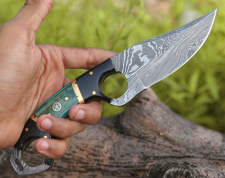 Spark Knife knives - Spark Damascus EDC Knife with Micarta &amp; Pakkawood Handle - Shokunin USA