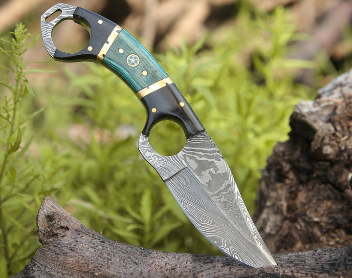 Spark Micarta knives - Spark Damascus EDC Knife with Micarta &amp; Pakkawood Handle - Shokunin USA