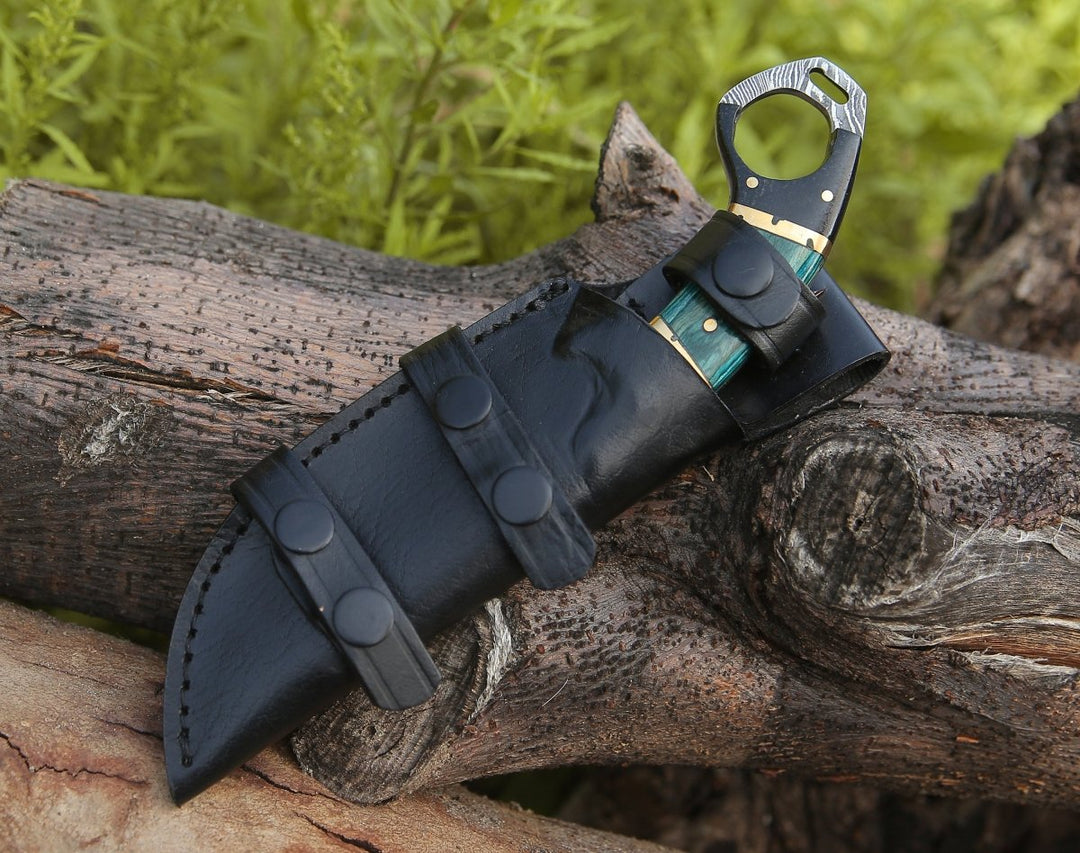 Spark Pakkawood knives - Spark Damascus EDC Knife with Micarta &amp; Pakkawood Handle - Shokunin USA