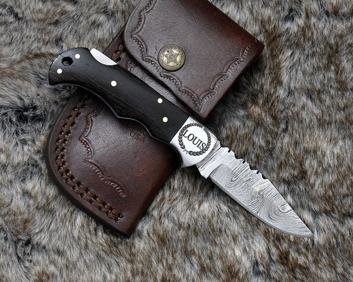 Starshard Pocket Handle - Starshard Damascus Pocket Knife with Exotic Wenge Wood Handle - Shokunin USA