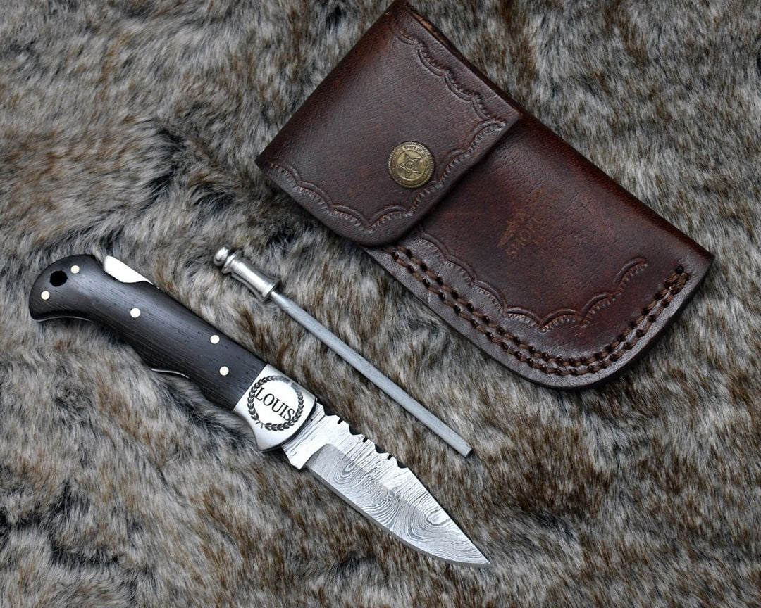 Starshard Pocket knives - Starshard Damascus Pocket Knife with Exotic Wenge Wood Handle - Shokunin USA