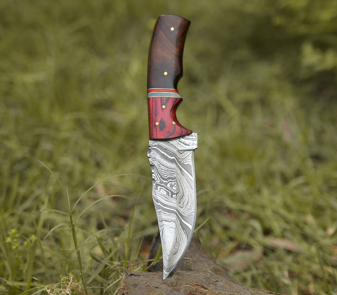 Sting Damascus Handle - Sting Damascus Hunting Knife with Rosewood Handle - Shokunin USA