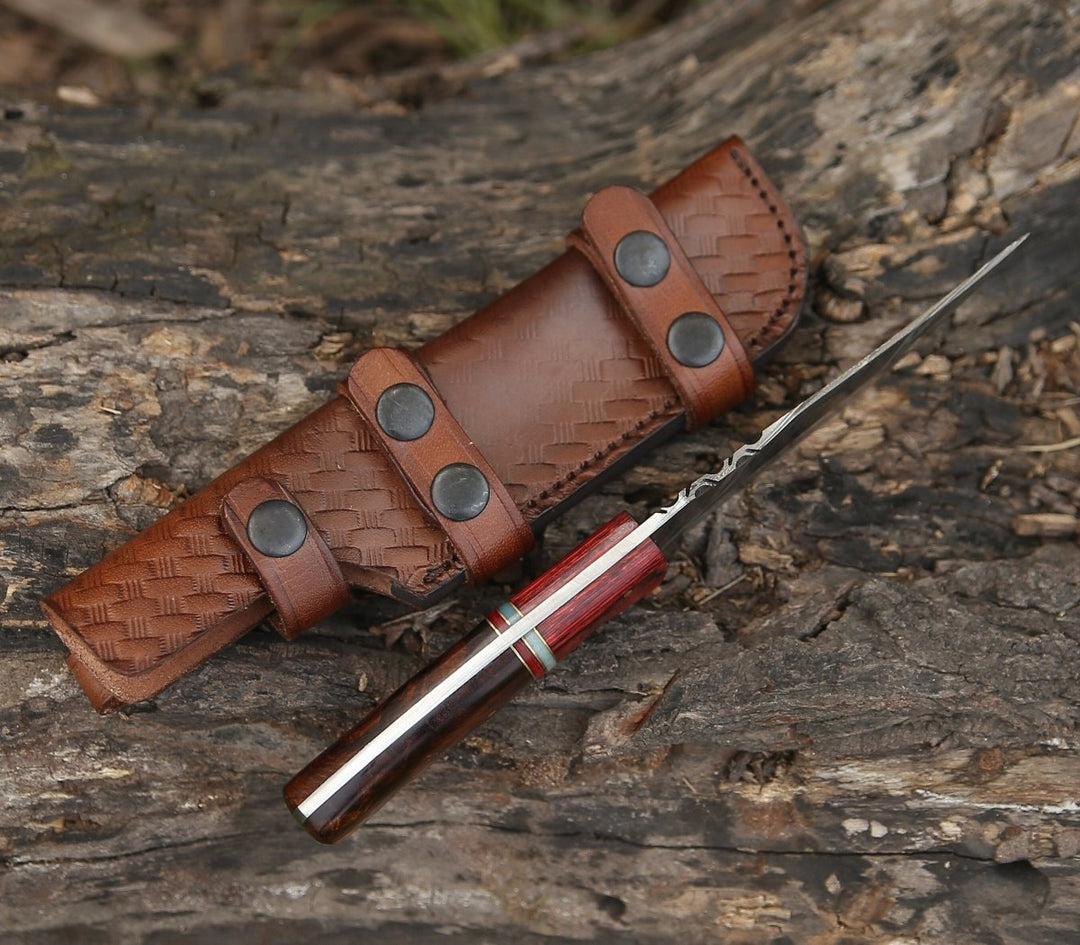 Sting Hunting Knife - Sting Damascus Hunting Knife with Rosewood Handle - Shokunin USA