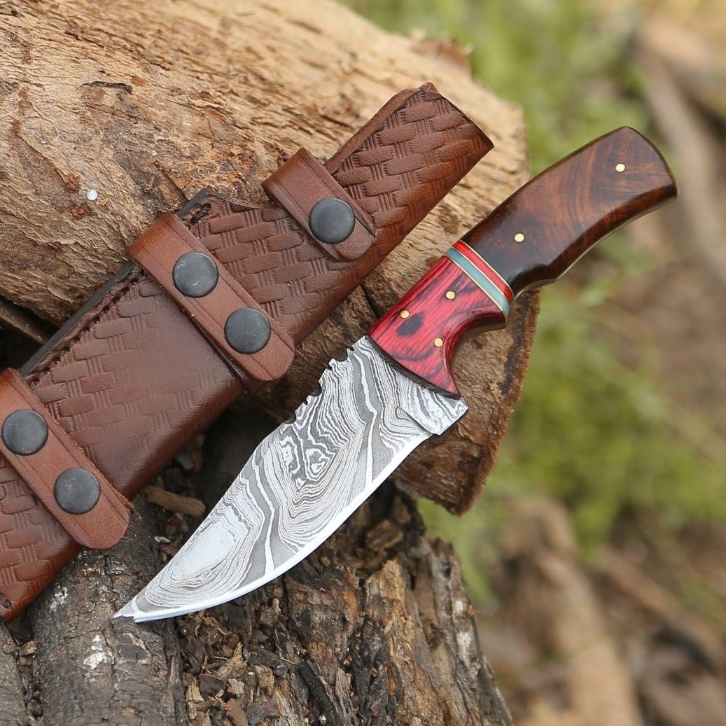 Sting Damascus Hunting Knife with Rosewood Handle - Shokunin USA