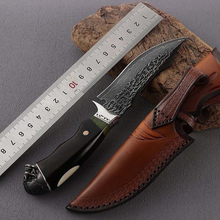 Stormfury Japanese Knife - Stormfury Handmade Japanese Fixed Blade Hunting Knife VG10 Damascus Steel Blade - Shokunin USA
