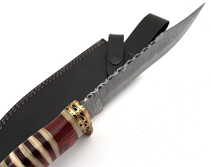 Stream Knife blade - Stream Bowie Knife with Pakkawood &amp; Bone Handle - Shokunin USA