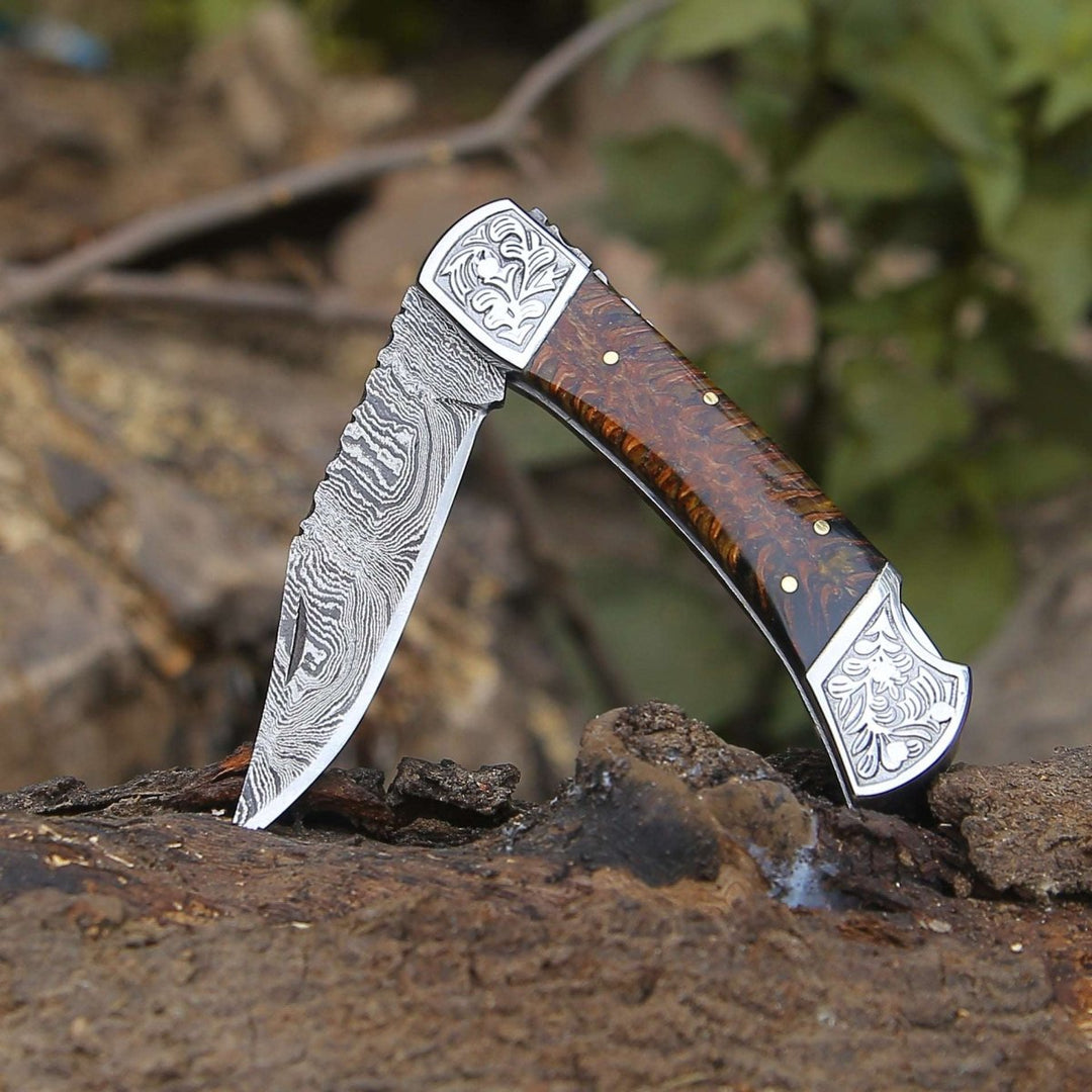 pocket knives custom - Striker Custom Pocket Knife with Pine Cone Handle - Shokunin USA