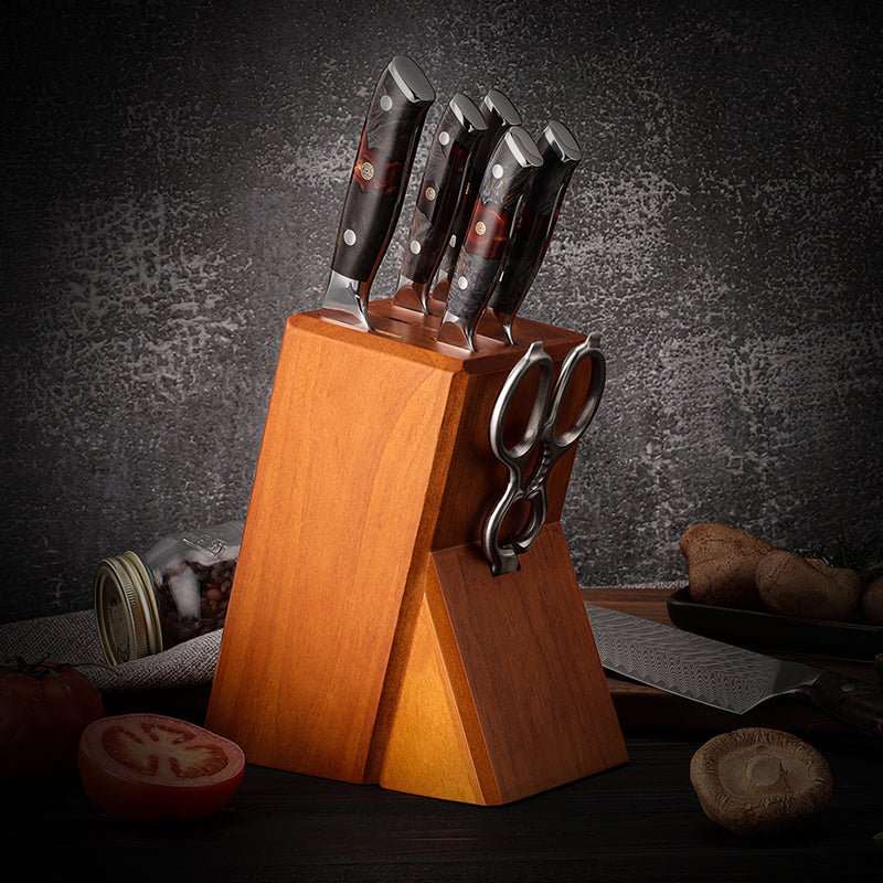 Supreme Japanese Sheath - Supreme Japanese Knife Set - 5-Piece, VG10 Damascus with Ebony Burl Wood Handle - Shokunin USA