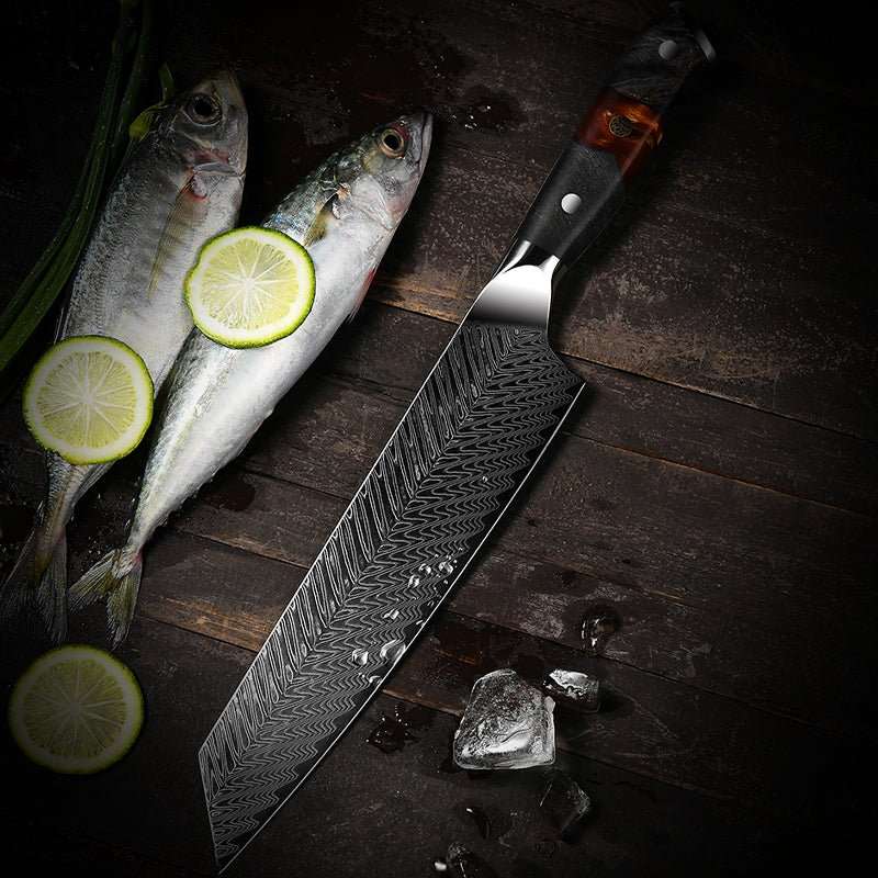 Supreme Japanese Damascus - Supreme Japanese Knife Set - 5-Piece, VG10 Damascus with Ebony Burl Wood - Shokunin USA