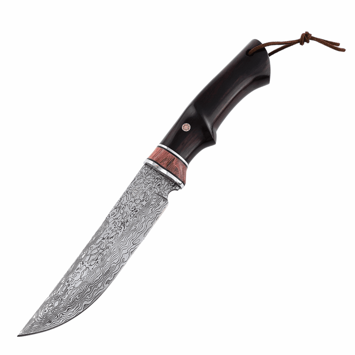 unique custom knives - Terminator Japanese Hunting Knife with VG-10 Damascus Blade and Ebony Wood Handle - Shokunin USA