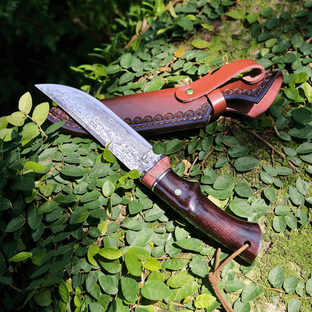 vg 10 knife - Terminator Japanese Hunting Knife with VG-10 Damacus Blade and Ebony Wood Handle - Shokunin USA