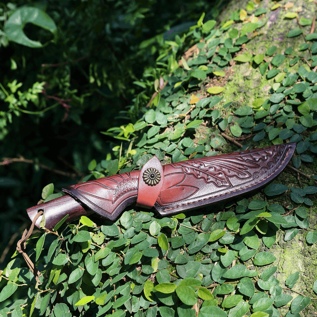 vg-10 knife - Terminator Japanese Hunting Knife with VG-10 Damascus Blade and Ebony Wood Handle - Shokunin USA