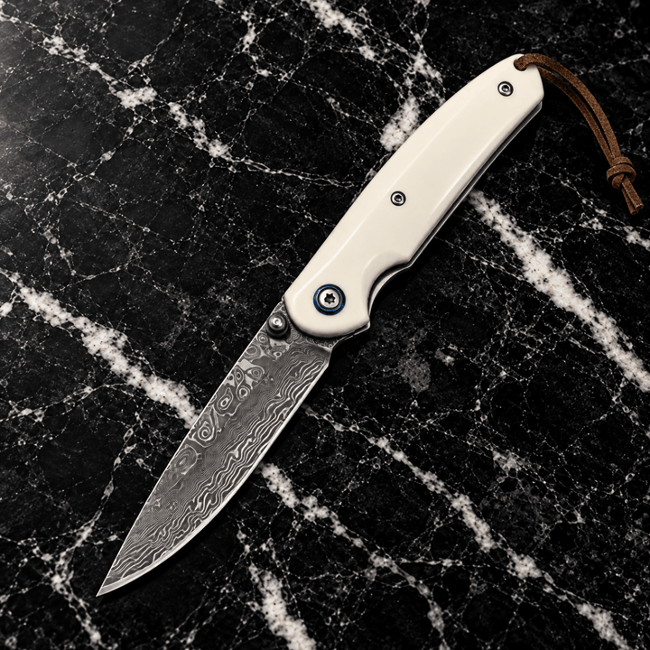 a pocket knife - Thunderbolt Handmade VG10 Damascus Pocket Knife with Faux  Ivory Handle - Shokunin USA