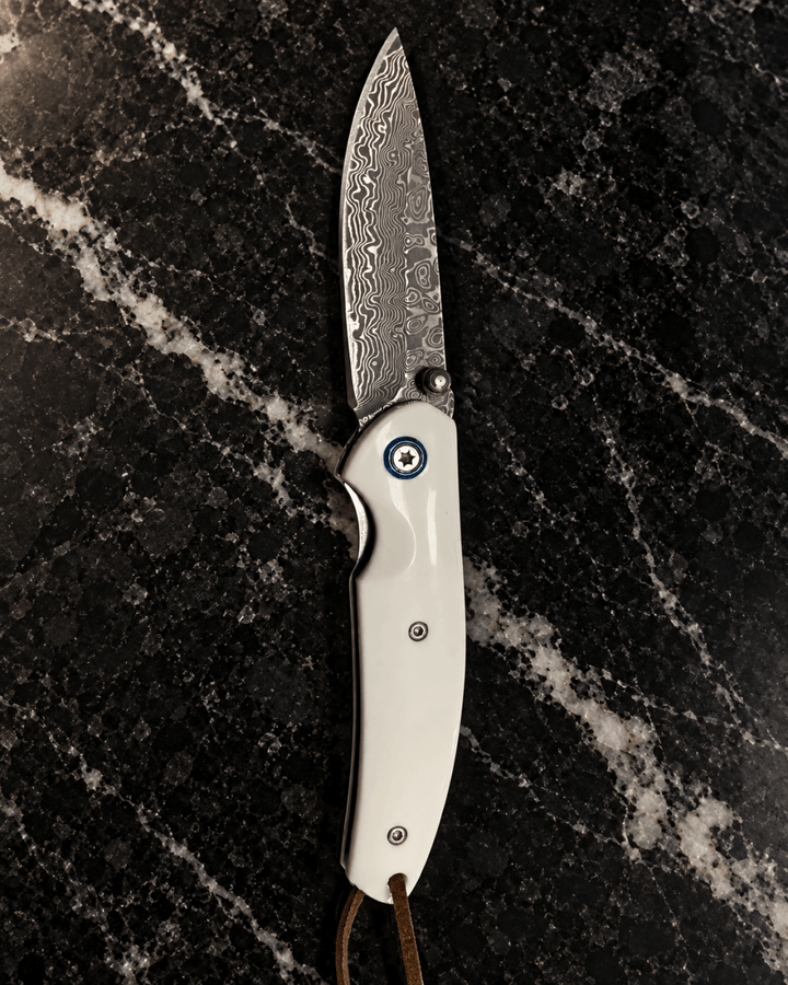 vg10 knives - Thunderbolt Handmade VG10 Damascus Pocket Knife with Faux  Ivory Handle - Shokunin USA