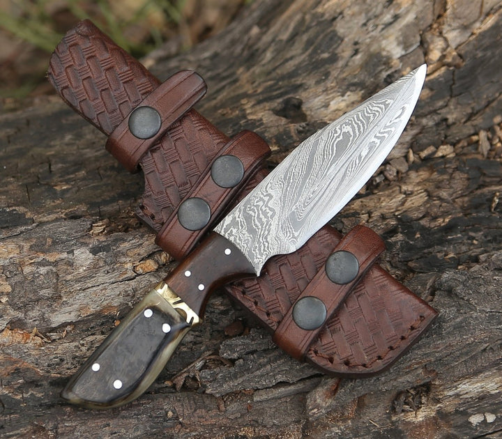 Trailseeker Every Handle - Trailseeker Every Day Carry Knife with Ram Horn &amp; Rosewood Handle - Shokunin USA