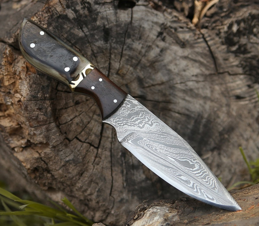 Trailseeker Day Knife - Trailseeker Every Day Carry Knife with Ram Horn &amp; Rosewood Handle - Shokunin USA