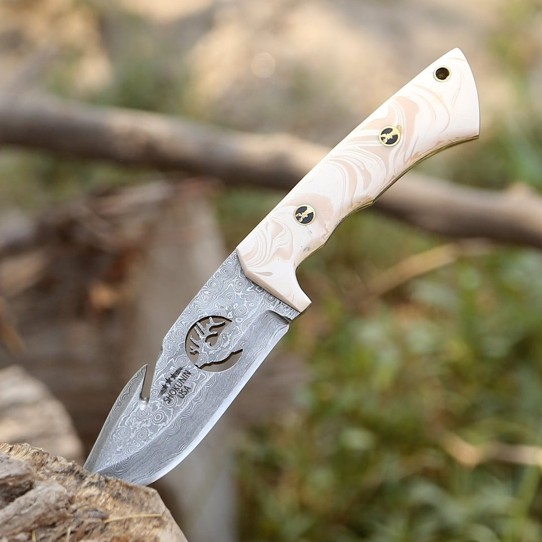 Tranquility Gut Hook Knife with Pearl Resin Handle - Shokunin USA