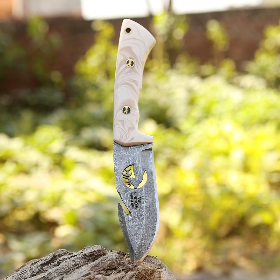 Tranquility Hook blade - Tranquility Gut Hook Knife with Pearl Resin Handle - Shokunin USA