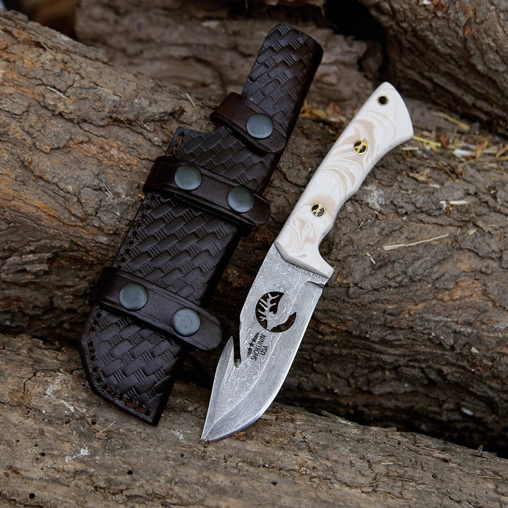 Tranquility Gut Handle - Tranquility Gut Hook Knife with Pearl Resin Handle - Shokunin USA