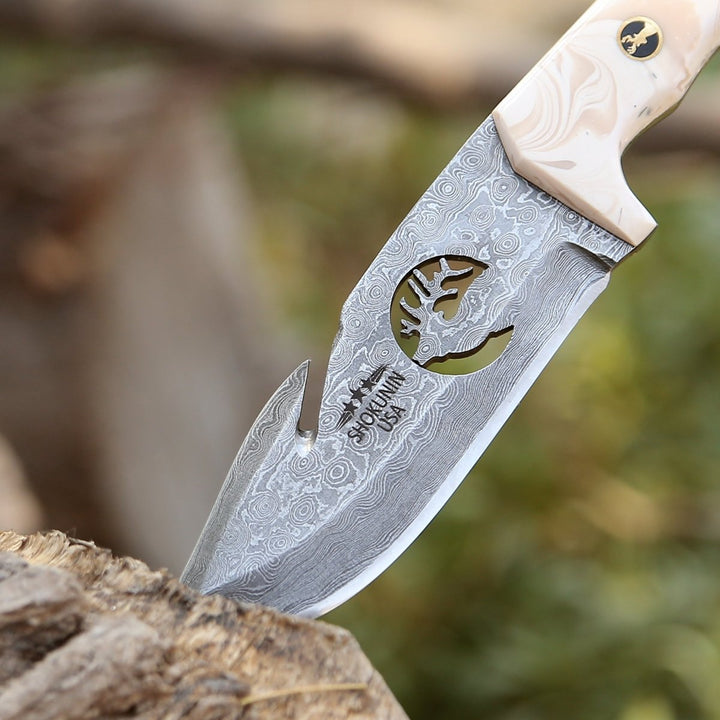 Tranquility Gut blade - Tranquility Gut Hook Knife with Pearl Resin Handle - Shokunin USA