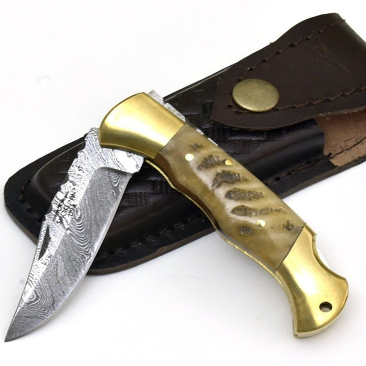 Tranquility Pocket Knife – Tranquility Handmade Pocket Knife with Ram Horn Handle – shokuninusa
