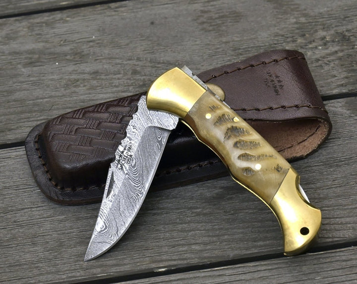 Tranquility Knife – Tranquility Handmade Pocket Knife with Ram Horn Handle – shokuninusa