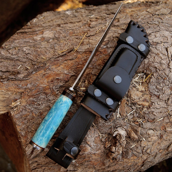 Ultimatum Bowie knives - Ultimatum Bowie Knife with Exotic Camel Bone Handle &amp; Sheath - Shokunin USA