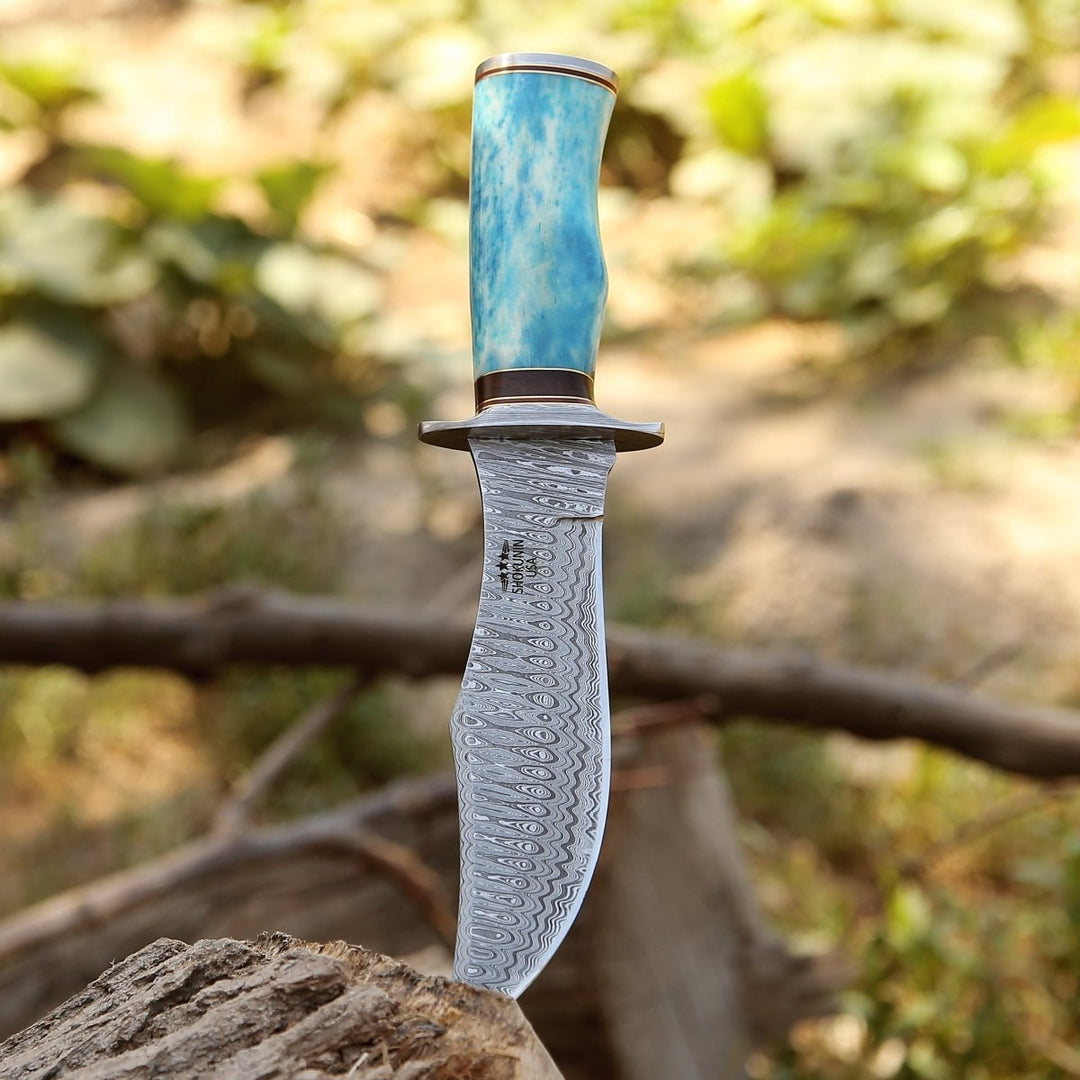 Ultimatum Bowie Sheath - Ultimatum Bowie Knife with Exotic Camel Bone Handle &amp; Sheath - Shokunin USA