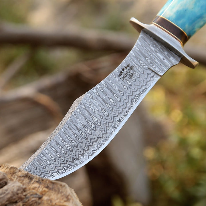 Ultimatum Bowie Handle - Ultimatum Bowie Knife with Exotic Camel Bone Handle &amp; Sheath - Shokunin USA