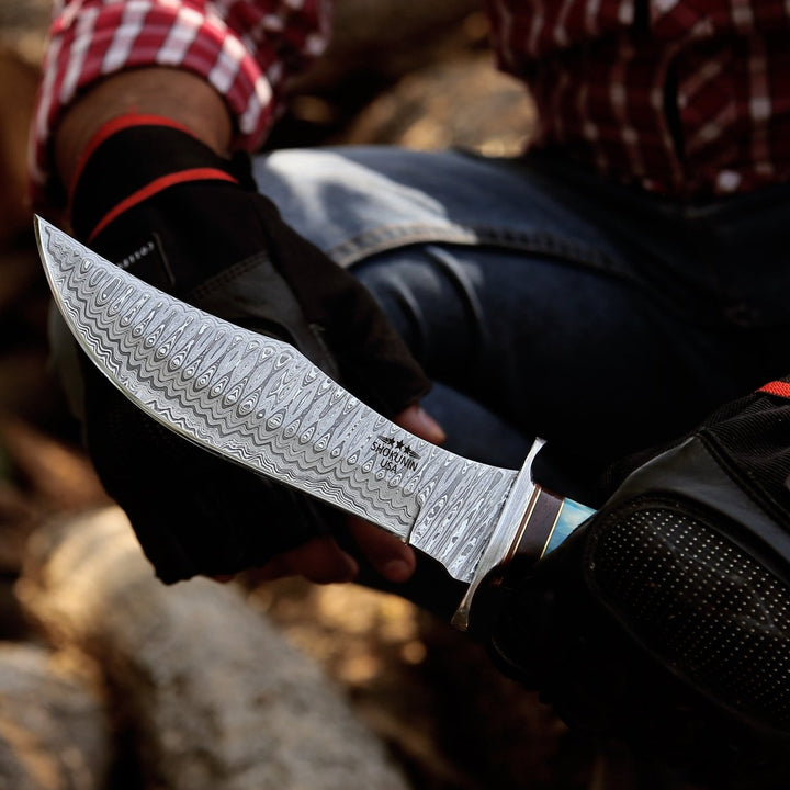 Ultimatum Knife Handle - Ultimatum Bowie Knife with Exotic Camel Bone Handle &amp; Sheath - Shokunin USA