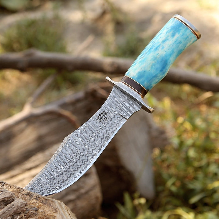 Ultimatum Knife Sheath - Ultimatum Bowie Knife with Exotic Camel Bone Handle &amp; Sheath - Shokunin USA